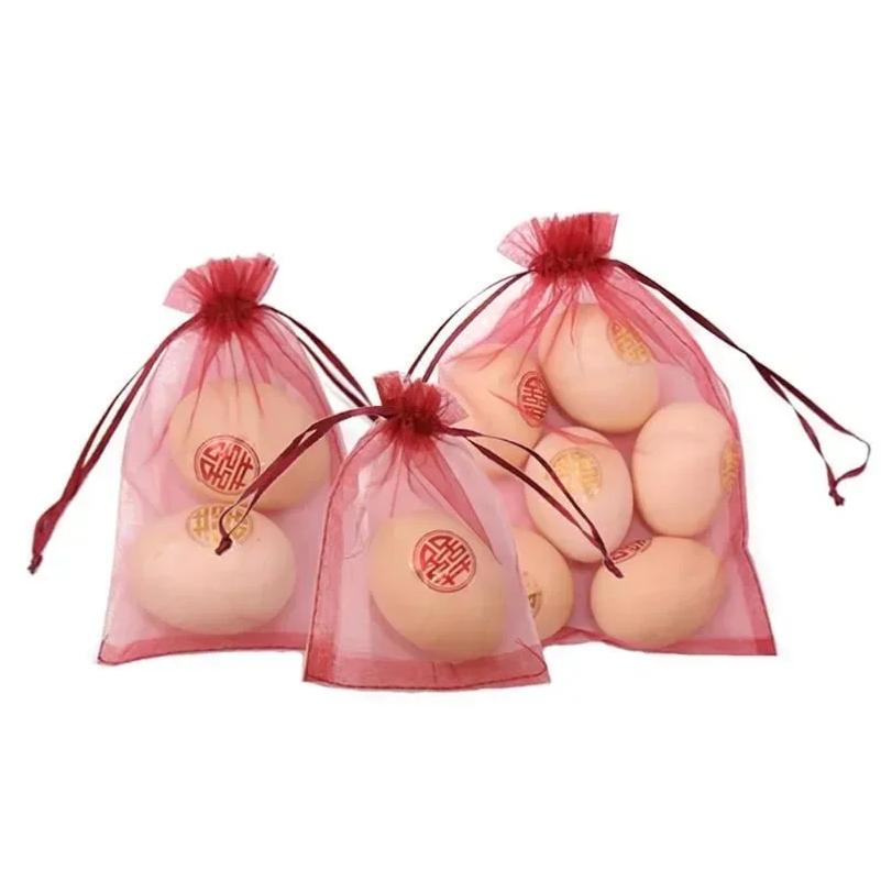 50/100Pcs White Sheer Organza Bags for Wedding Favor With Drawstring, Jewelry Pouches Festival Mesh Gift Bags Candy Pouches
