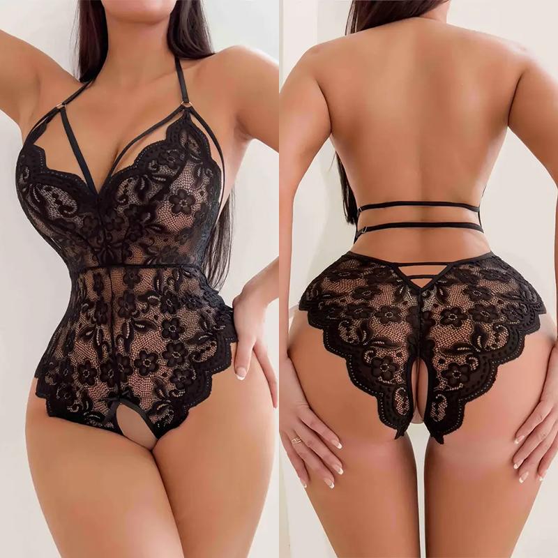 Erotic Costume Open Crotch Women Babydoll Dress Lace Dirty Women's Underwear Female Crotchless Sexy Lingerie Set Bodysuits