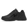 Women's Large Size All-Black Embossed Leather Lace-Up Casual Sports Shoes with Flat Soles
