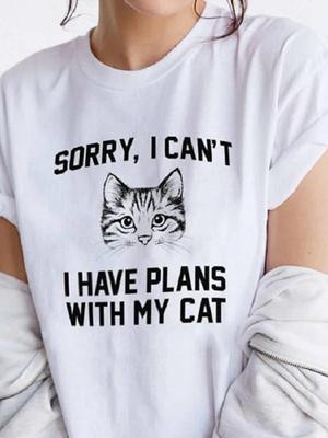 Cat Head Print T Shirt Women Short Sleeve O Neck Loose Tshirt Women Summer Ladies Tee Shirt Tops Clothes Camisetas Mujer