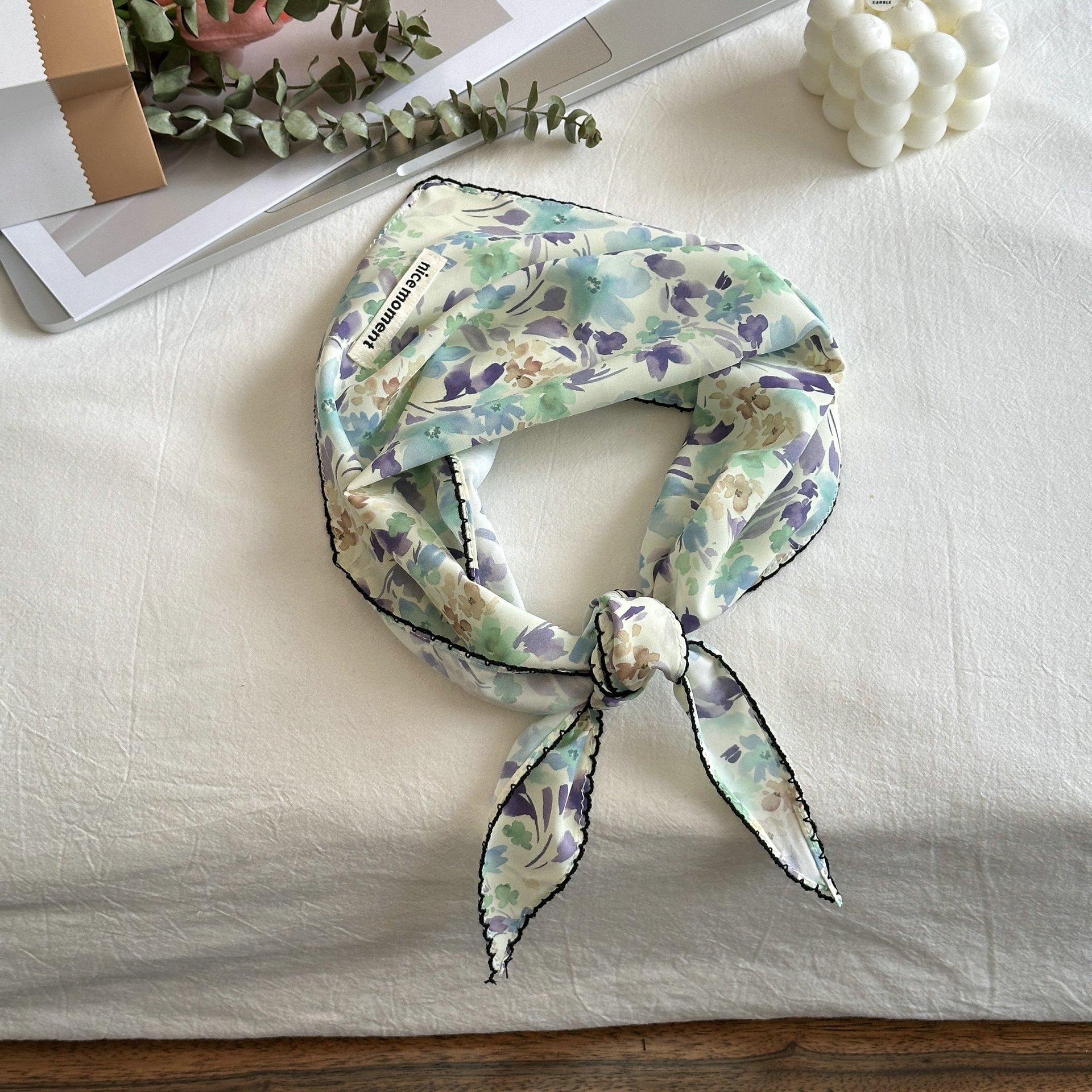 

Women s White Head Scarf Korean Polka Dot Scarf Kawaii Triangle Scarf French Small Fresh Scarf Silk Scarf For Hair Sweet Style