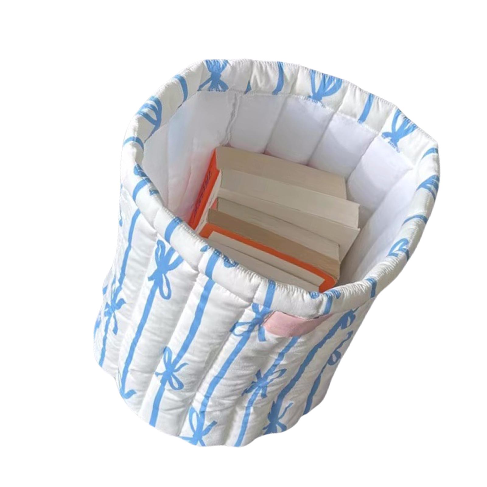 Практичная стеганая круглая корзина для хранения с элегантным дизайном бантов удобная для организации пространства в спальне или ванной комнате 1320₽