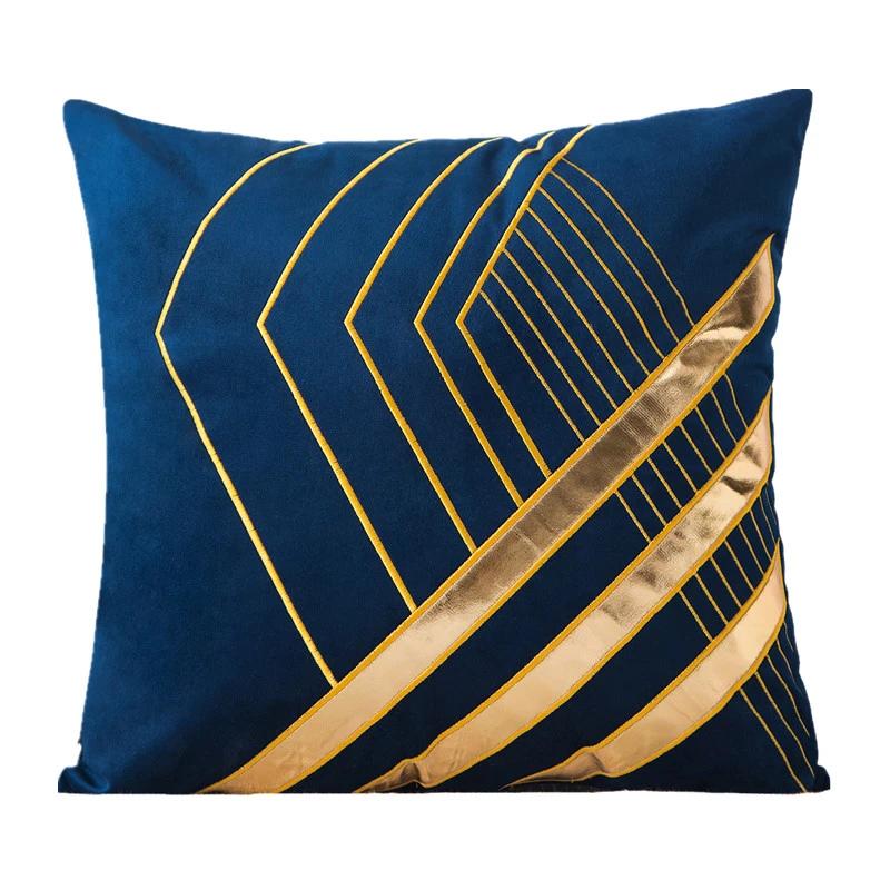 45x45cm Geometric Pillow Case Velvet Gold Bronzing Cushion Cover Home Living Room Sofa Decoration