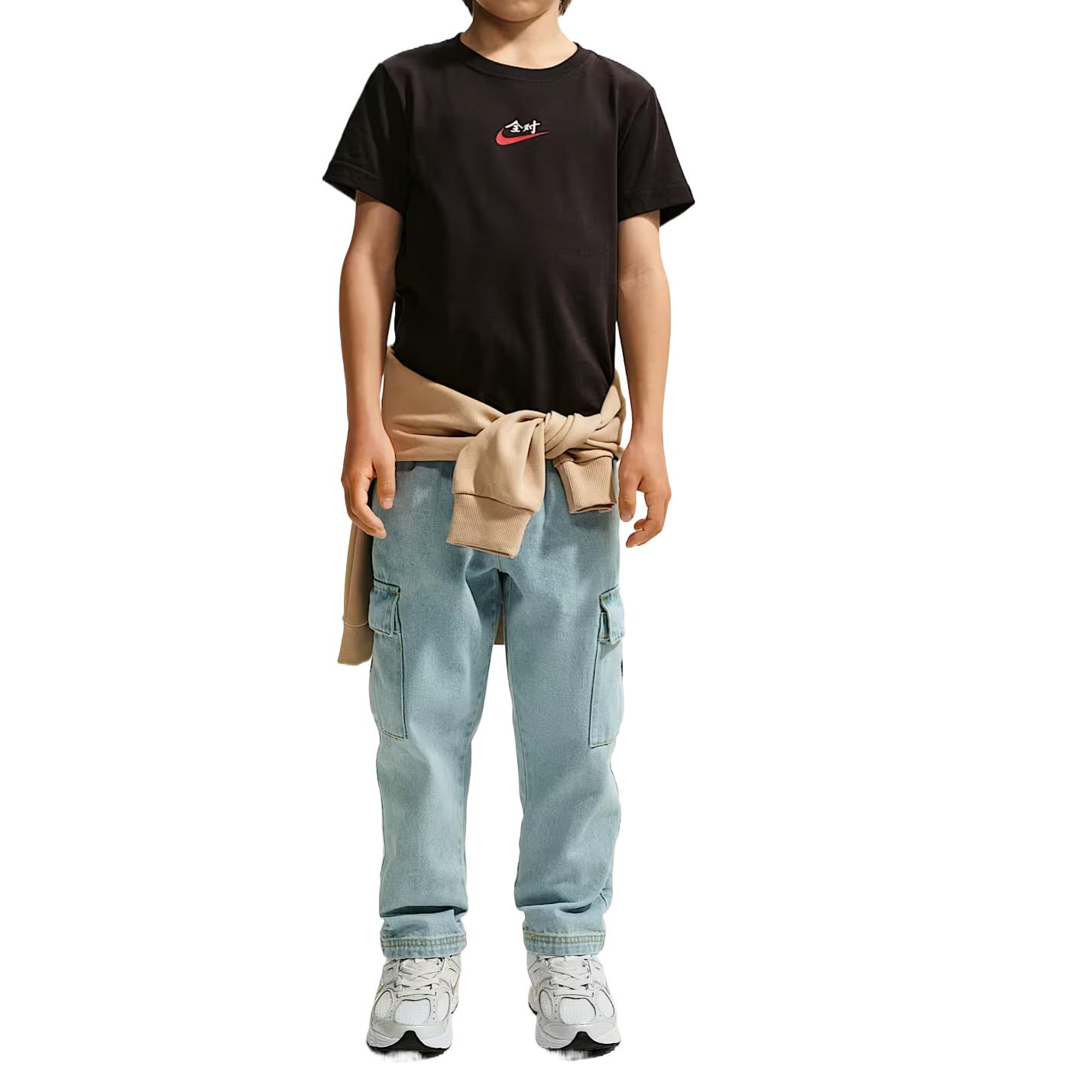 Nike Round Neck Short Sleeve Cotton Comfortable Casual Kids tops IZ8366-010 4