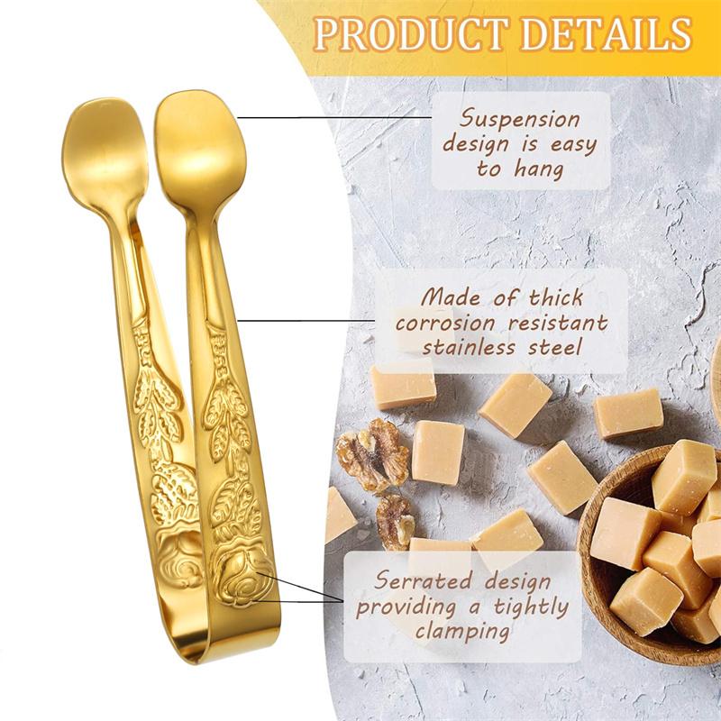 4PCS Ice Cube Clips Stainless Steel Lump Sugar Tongs Home BBQ Food Clip Party Bread Dessert Ice Clamp Bar Kitchen Serving Tools
