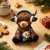 Animal Shape Ornament Winter Highland Cow Resin Figurine, Cattle Statue for Desk Decor, Home Office