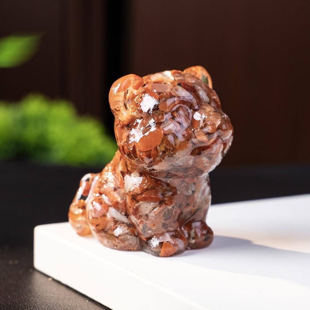 Resin Tiger Figurine Home Decor With Natural Crystal For Living Room Display