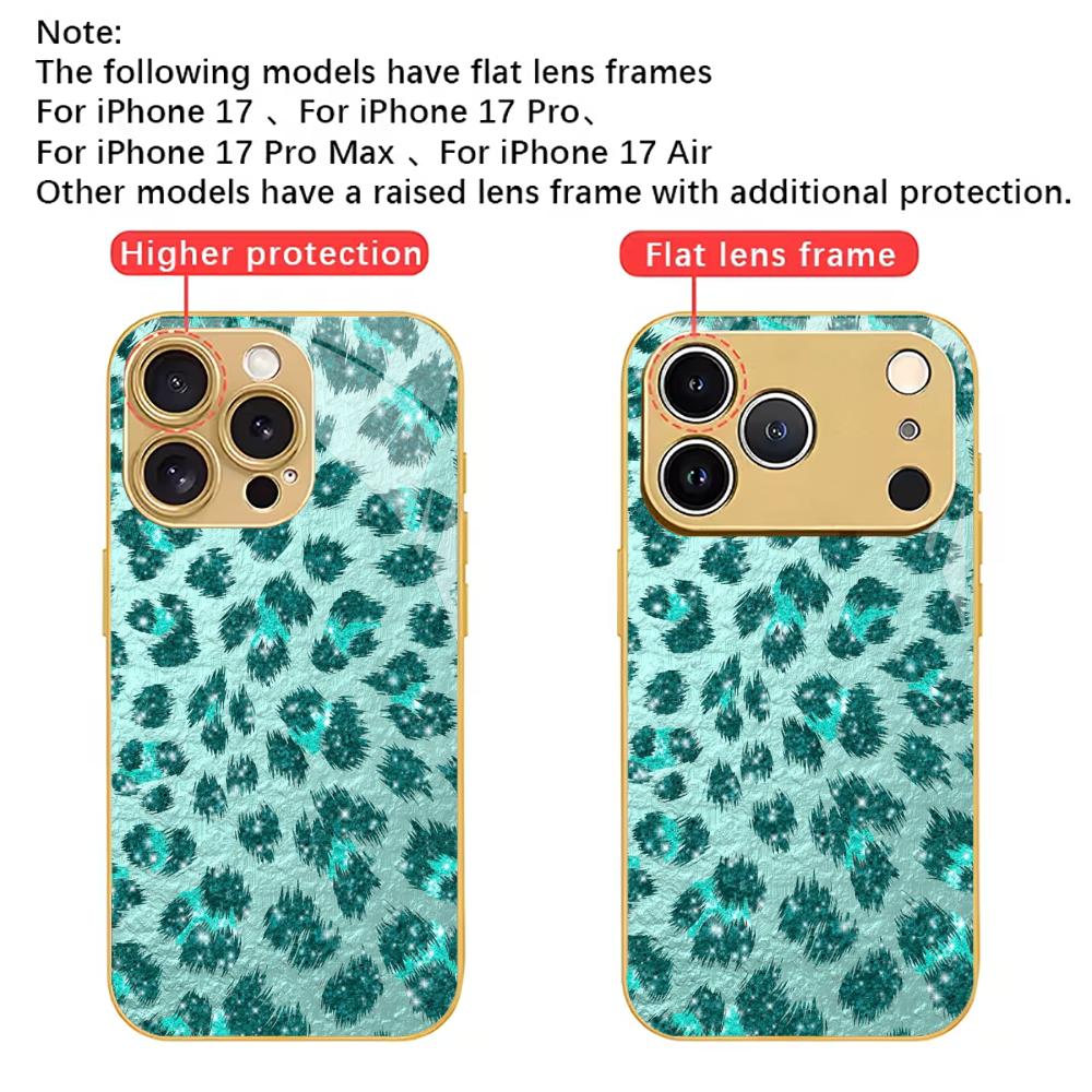 Leopard pattern Exquisite Bestseller Phone Case Electroplated Glass PhoneCase for iPhone 17 16 15 14 13pm Pro Plus tablet case