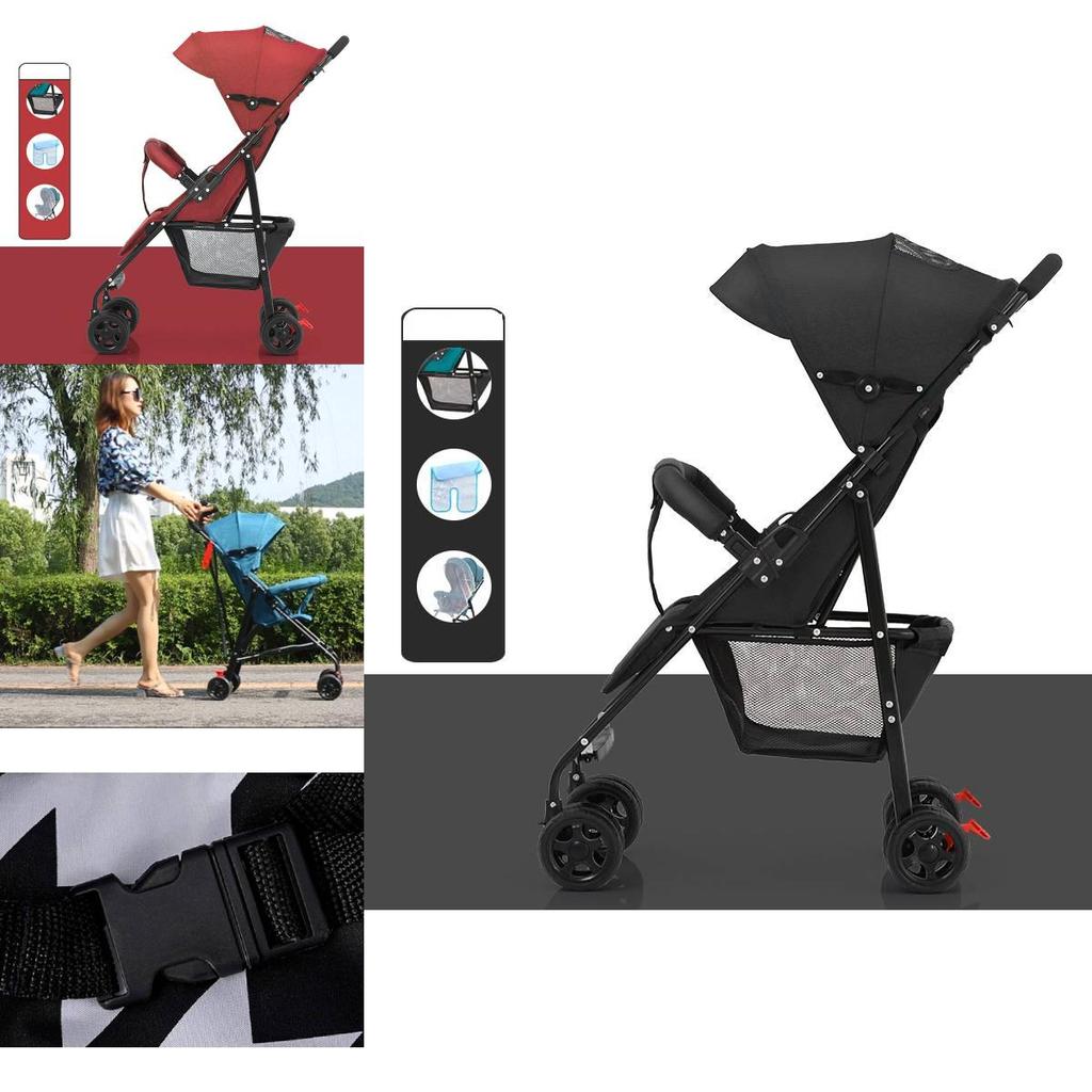 Sturdy Steel Frame Baby Stroller Convenient Folding Umbrella Design For Travel Use