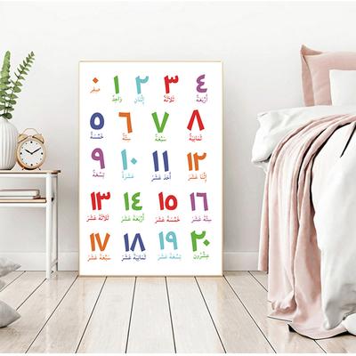 Poster, Drucke, Kinderzimmer, Kinderzimmer, Wandkunst, Dekor, arabisch-islamische Wandkunst, Leinwandgemälde, arabische Buchstaben, Alphabete, Ziffern