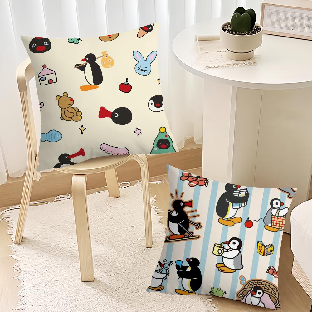 Pingu Cartoon Cute Pillow Case Sofa Living Room Bedroom Headboard Backrest Cushion Square Cushion Nap Time