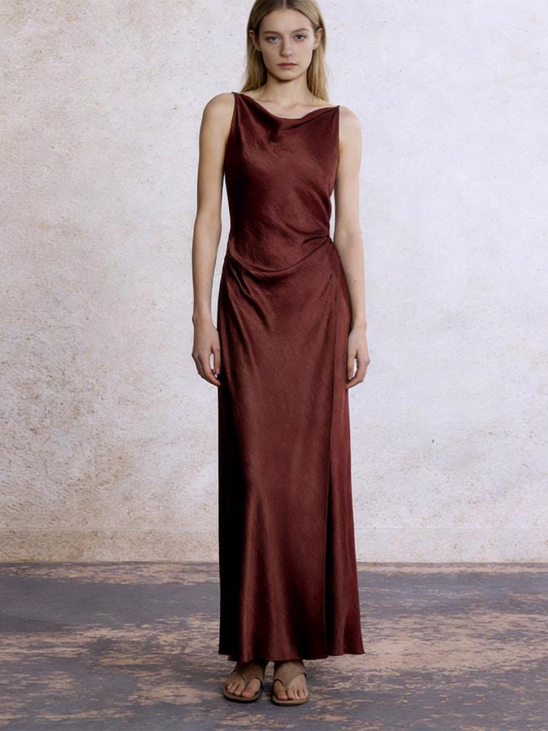 Vestido Europeu de Deusa em Acetato com Fenda Haute Couture para Casamentos, Festas e Eventos Formais