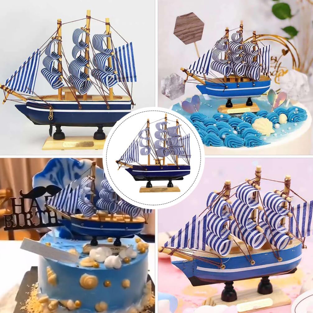 Graduation Sailing Boat Cake Topper - Decorative Boat Shape Cake Ornament for Party Celebrations, 5.51 X 5.11 X 1.57 Inches, Reusable Synthetic
