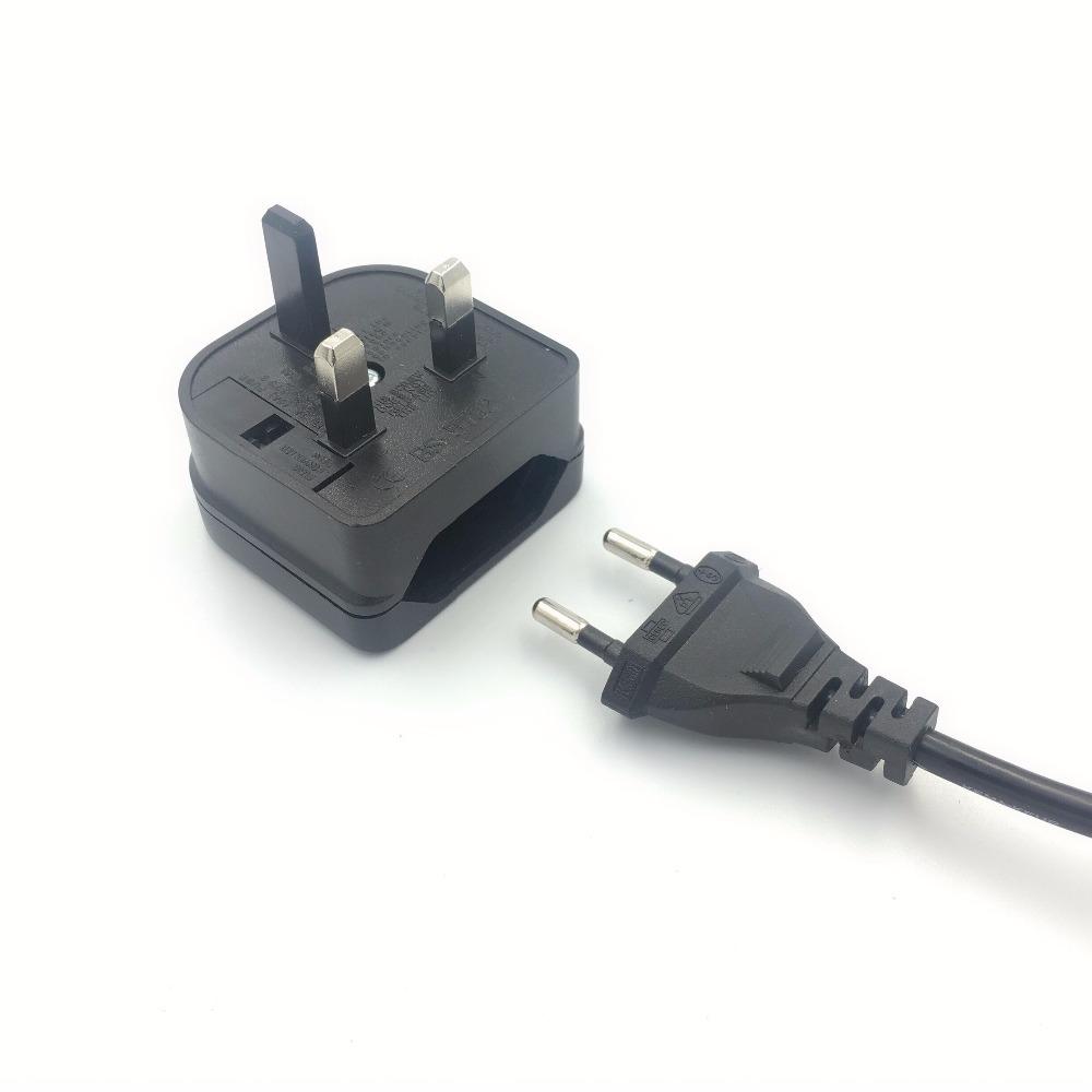 EU 2 Pin Plug To UK 3 Pin Plug Adapter With 5A Fuse UK British Electrical Travel Adapter Converter Socket AC Power Cord Outlet