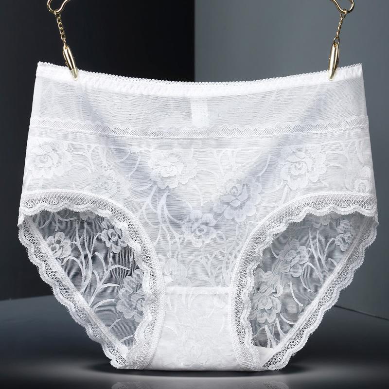 Sexy Lace Traceless Women's Underwear Lifting Hips and High Waist Fat Large Size Briefs Cotton Bottom Crotch