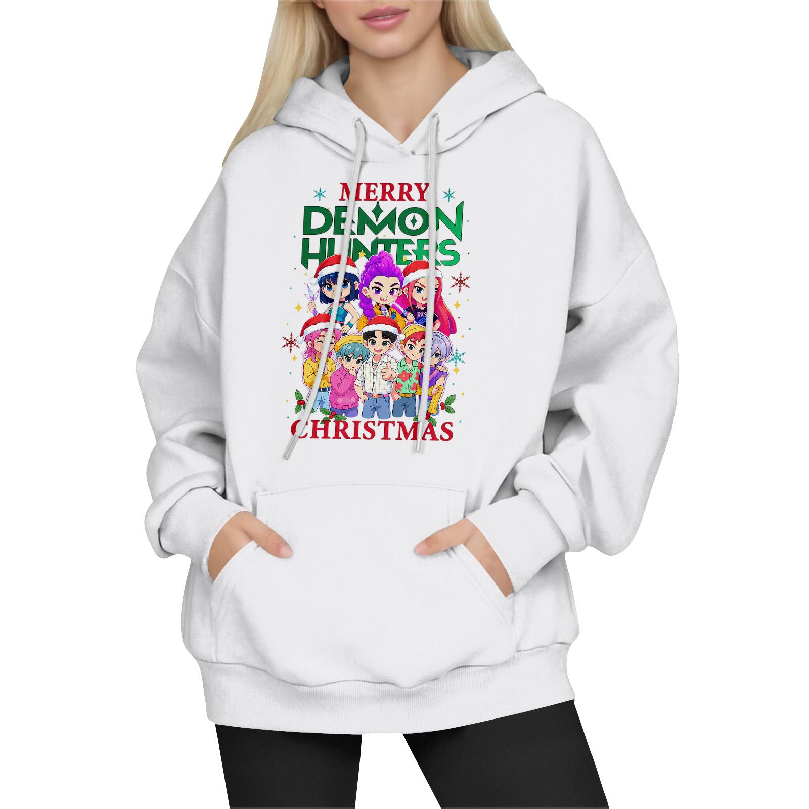 

Women s Fashion Long-Sleeve Pullover Hoodie with Fun Movie-Inspired Prints L