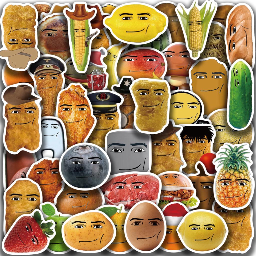 58pcs Robloxs Face-Winning Smile-Chicken Nugget Meme Stickers Cartoon Cute Laptop Luggage Computer Mug Doodle Stickers