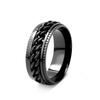 Embossed Men's Stainless Steel Rotatable Chain Ring - Trendy European & American Design