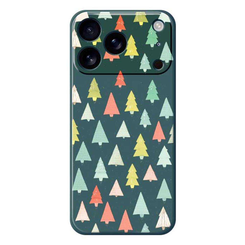 For iPhone 17 Pro Case Colorful Trees Pattern Printing Straight Edge TPU Phone Back Cover