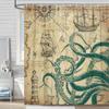 Octopus Decoration Bathroom Shower Curtain, Funny White Sea Monster Fabric Shower Curtain, Bathroom Decoration Accessories