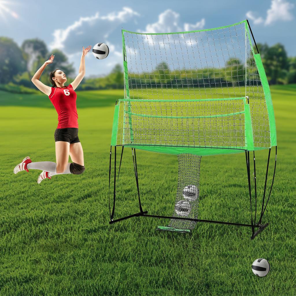 Volleyball Practice Net Station 8*11 FT Adjustable Net Perfect for Indoor and Outdoor Training