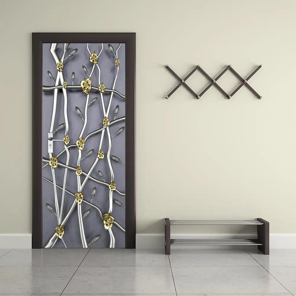 Retro Themed Kitchen Decoration PVC Door Sticker - a Festive Door Decoration That Can Be Easily Removed, Suitable for Kitchen, Guest Room