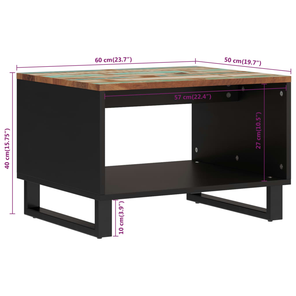 Coffee Table 60x50x40 Cm Solid Reclaimed Wood