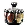 7-Piece Spice Jar Set Rotating Glass Seasoning Bottles with Lids Storage Rack for Salt Sugar Pepper Kitchen Counter Organizer
