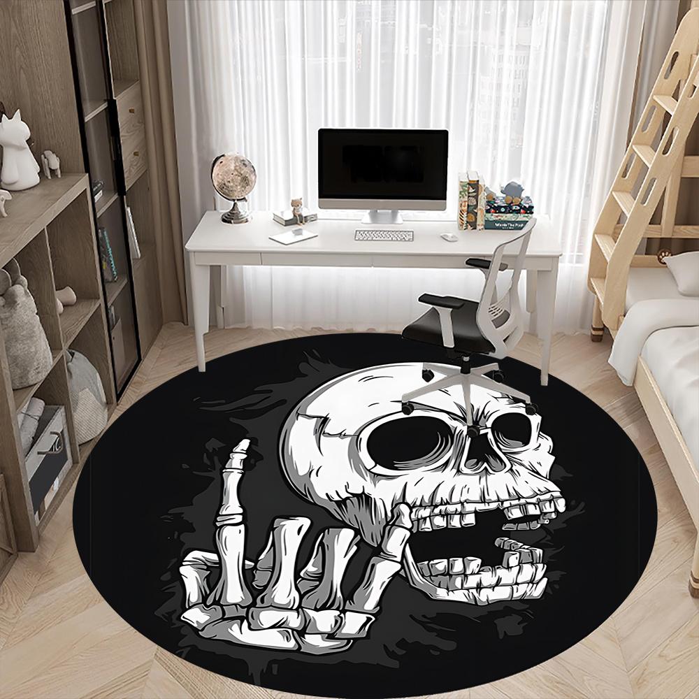 1pc Skull Hand Office Round Area Rug, Indoor Mat Suitable ForOffice, Under Office Chairs Bedroom Living Room Home Decor, Room Deco q101