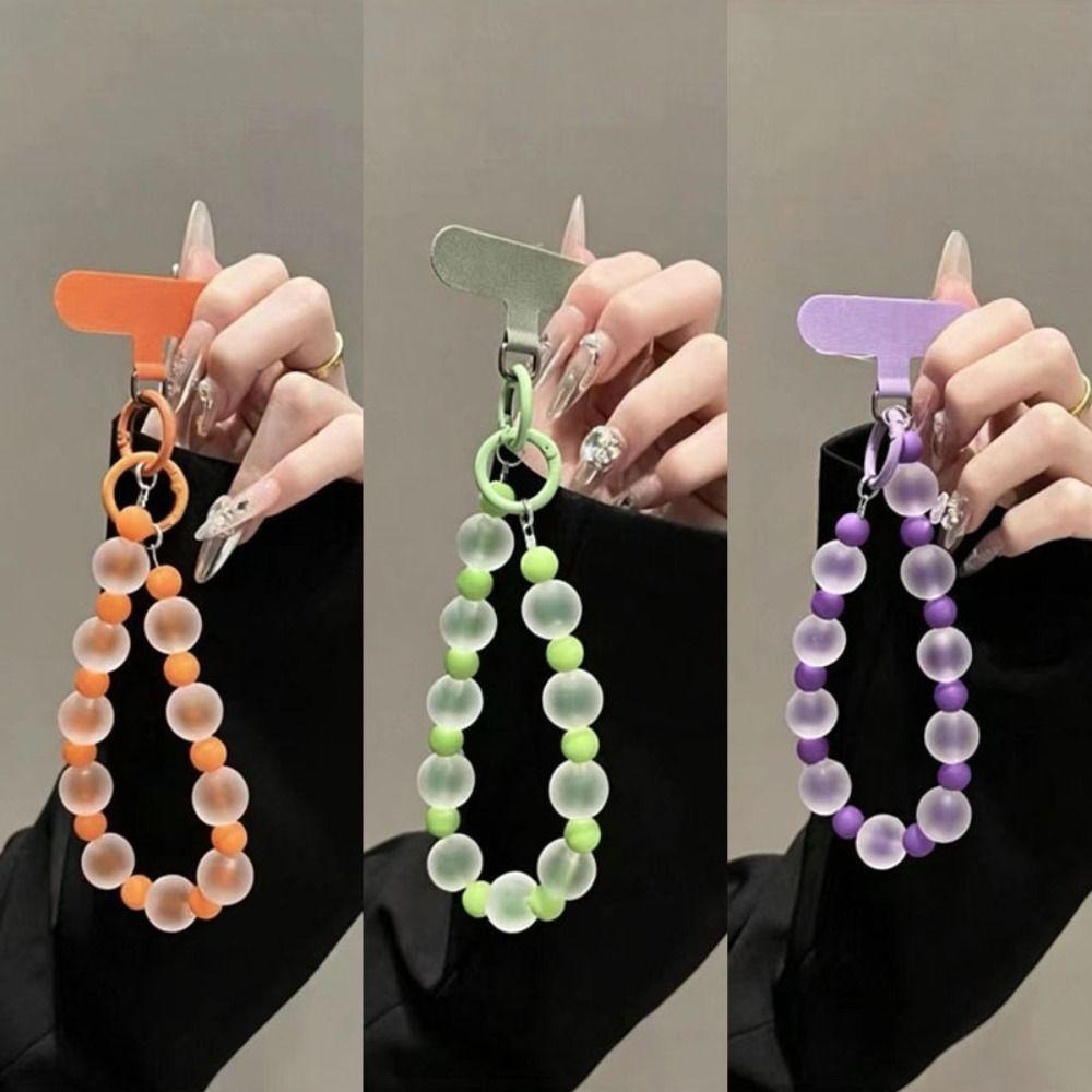 Skin-Textured Matte Beaded Keychain Pendant Dopamine Phone Charms New Car Keychain  Bag Accessories