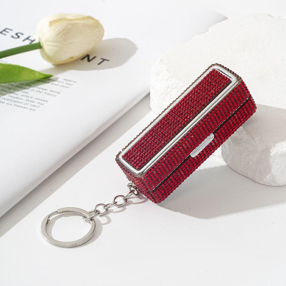 Bling Lip Gloss Storage Case Keychain Portable Lipstick Holder Rhinestone Lipstick Box  Makeup