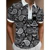 Trendy Short-sleeve Polo Shirt with Checkered Graphic, Zipper Collar, Stylish 2 Tone Design.