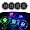Auto Logo Getränkehalter Bodenmatte LED-Licht Bunter Untersetzer Für Volkswagen VW GTI Rline R Polo Golf Passat Tiguan Autozubehör
