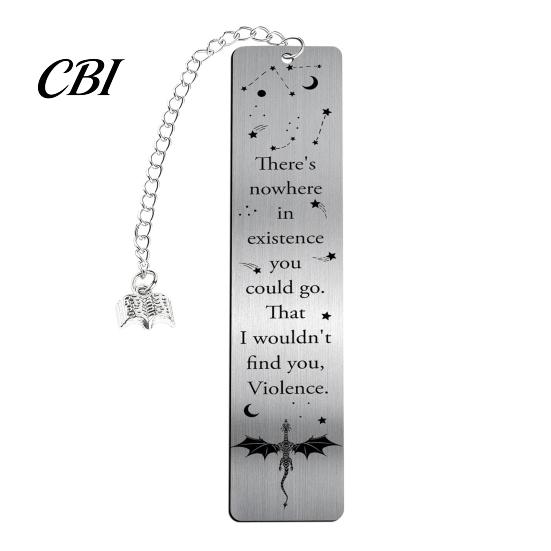 Unique Animal Bookmark Pterosaur Bookmark, Stainless Steel Fourth Wing Design Page Marker with Smooth Polished Black Tassel, Literary Gift for