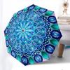 This Umbrella Has an Automatic Folding Mechanism And Showcases a Blue Mandala Design. It'S a Portable And Collapsible Accessor