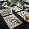 4pcs Easter Placemats Cotton Linen Heat Resistant Table Mats Non-Slip Easter Bunny Gnome Placemat Decoration for Home Kitchen