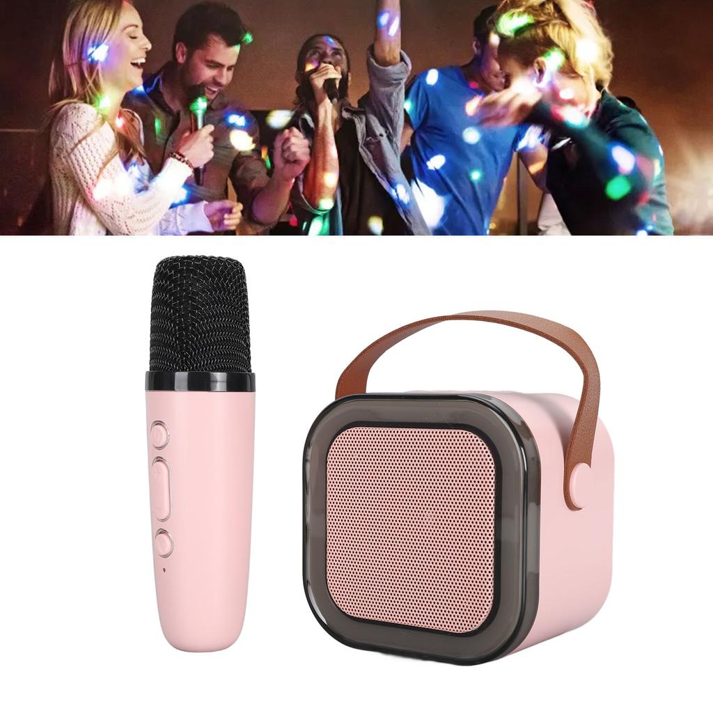 Taşınabilir Karaoke Makinesi LED Dinamik Işık Küçük Hoparlör Mikrofonlu 4 ila 12 Yaş Çocuklar Yetişkinler İçin