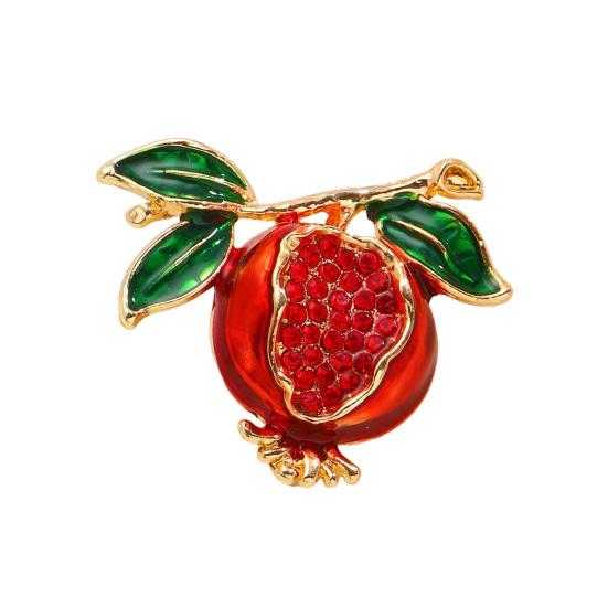 Oil Dripping Fruit Brooch Alloy Cherry Strawberry Banana Pomegranate Lapel Pin Sweater Cardigan Coat Business Suit Women Clothing Accessories