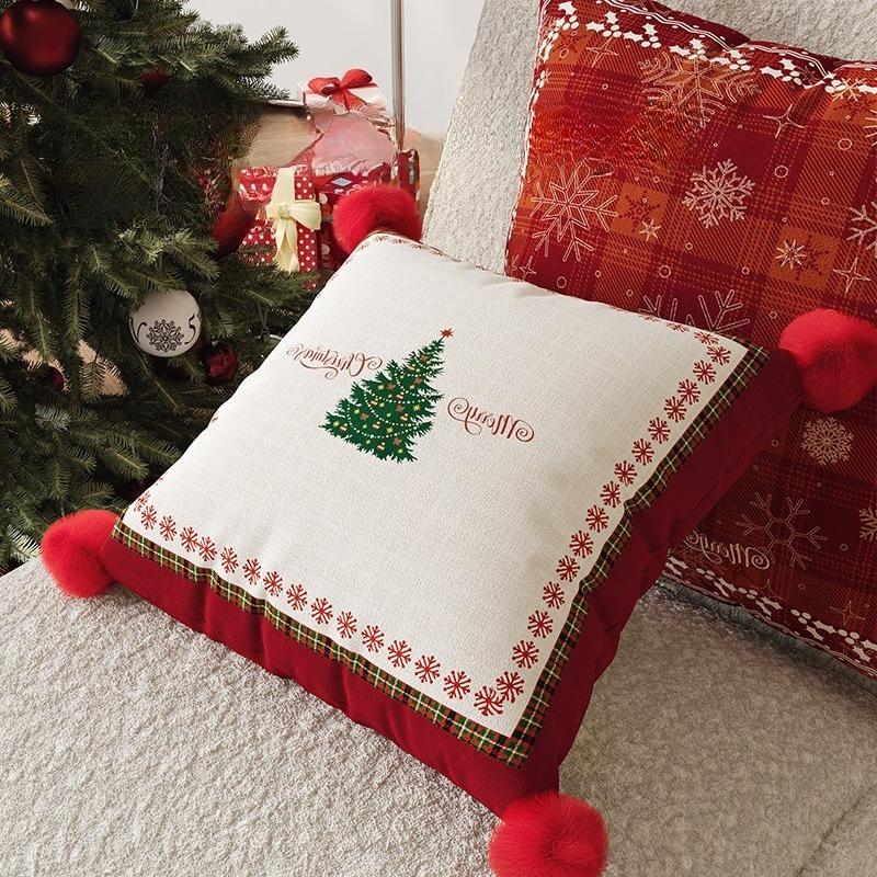 1pc Square Christmas Cushion Cover ModernStyle Living Room Atmosphere Decor Pillowcase with Zipper Home Decor Decorao De Natal 1PC-45x45cm 2130₽