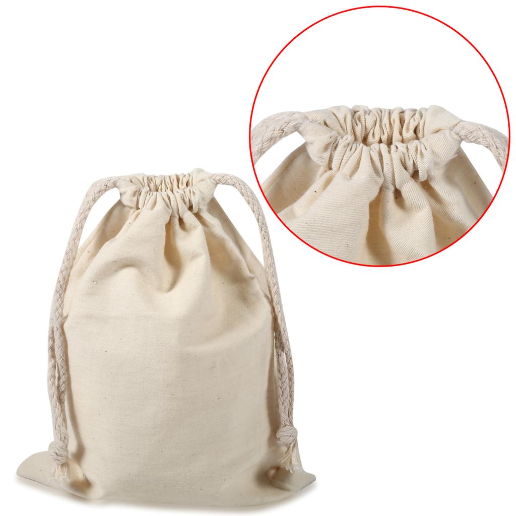 Household Plain Cotton Drawstring Storage Laundry Sack Stuff Bag for Travel Home Use Cotton Storage Bags Organizer