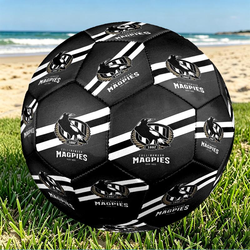 Collingwood Magpies Print Size 5 Soccer Ball, PU Wear Resistant Football for Match Training and Daily Practice, Birthday Gift for Soccer Fans