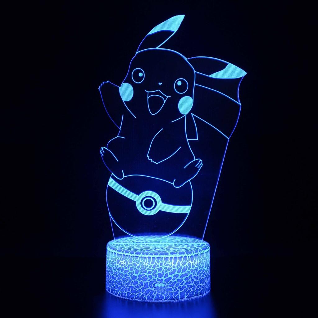 Pikachu Led Night Light 3d Illusion Lamp Bedside Kids Gifts Bedroom