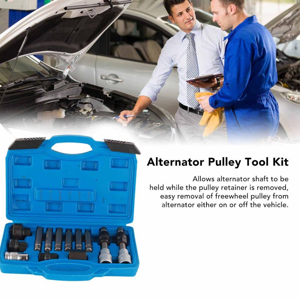 13PCS Chrome Vanadium Steel Alternator Pulley Removal Tool  Alternator Flywheel Repair