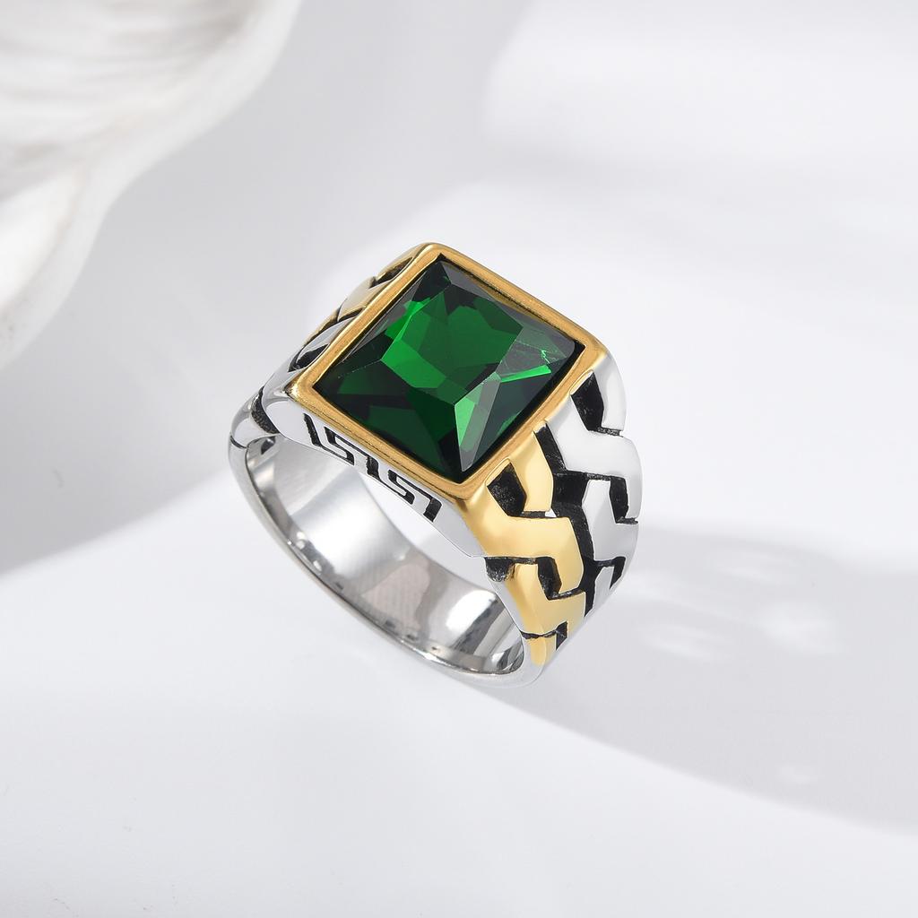 A3506 Gold plating Men's High Quality 316LStainless Steel Onyx Watchband Rings Classic Trend Jewelry Product