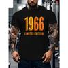 European Size TEEDIY 1966 Limited Edition Vintage Men'S T-Shirt - Retro 1960s Graphic Tee, Sweat-Wicking Fabric for Gym, Casual & Casual Attire