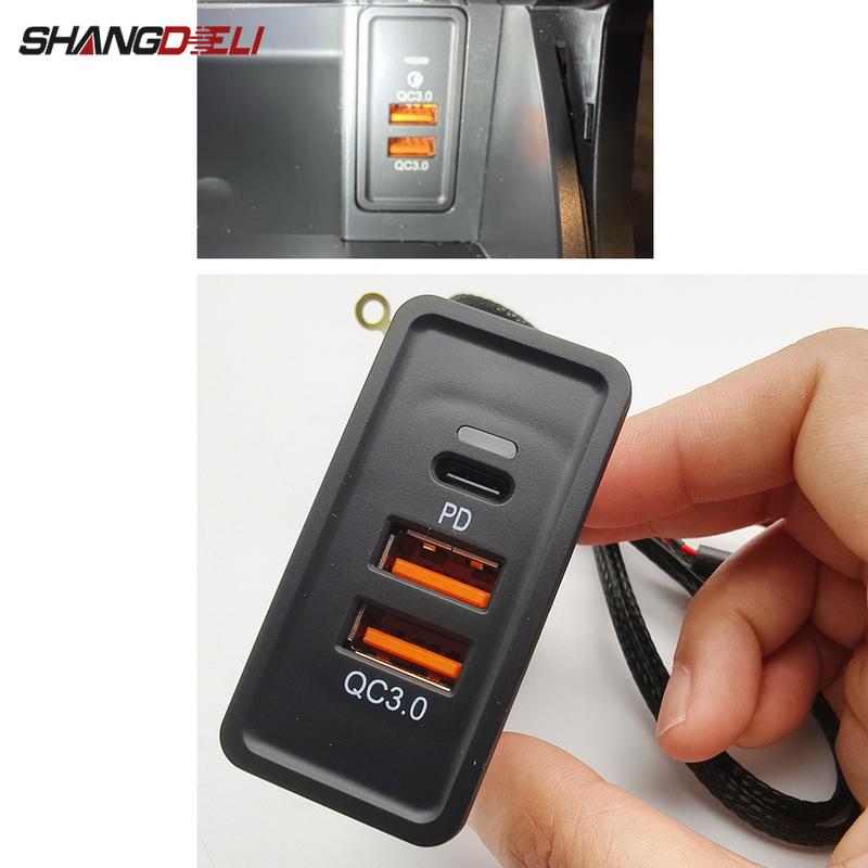 12V/24V Modified Charging Socket Power Outlet Switch Car Dual USB Charge QC3.0 Phone Charger Adapter For VW Golf 7 Accessories