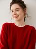 Korean Style Cashmere Color-Block Double-Layer Knit Sweater: Women's Autumn/Winter Loose Round Neck Pullover.
