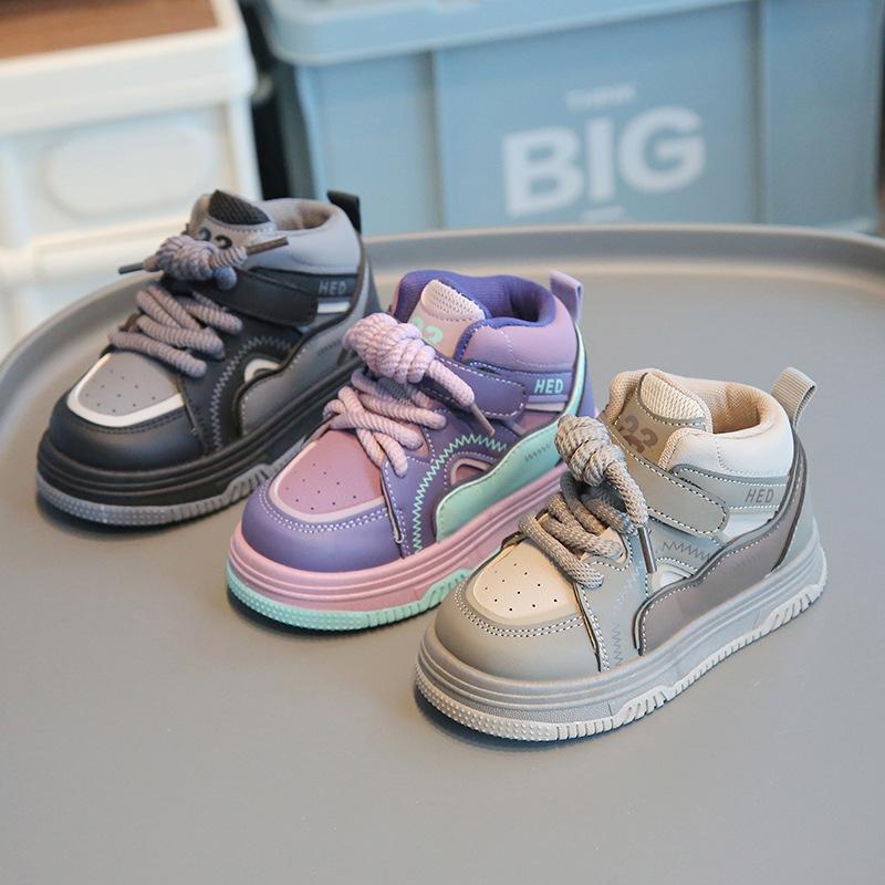 Children's sports shoes 2025 spring and autumn new boys' casual board shoes high-top girls' bread shoes soft-soled baby shoes