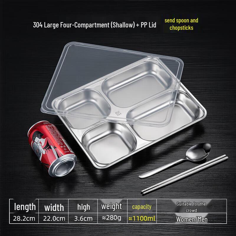Adult Stainless Steel Divided Lunch Tray