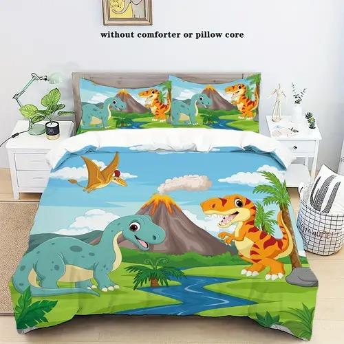 Cartoon Dinosaur Duvet Cover Bedding Decoration With Cartoon Dinosaur Pattern Suitable For Children Kids And Adults Warm Soft